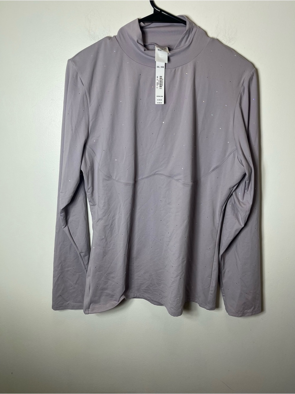 PINK Victoria's Secret Lavender Rhinestone Mock Neck Long Sleeve Top - Picture 2 of 11